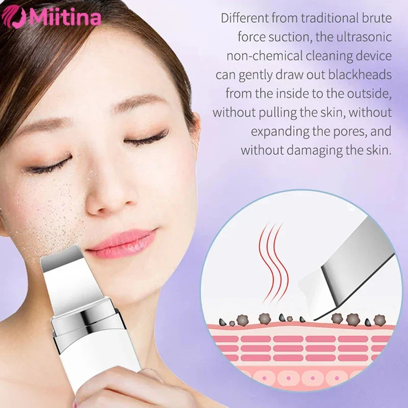 Ultrasonic skin scraper, pore cleaner, facial cleanser, blackhead remover, beauty scraper, import and export scraper