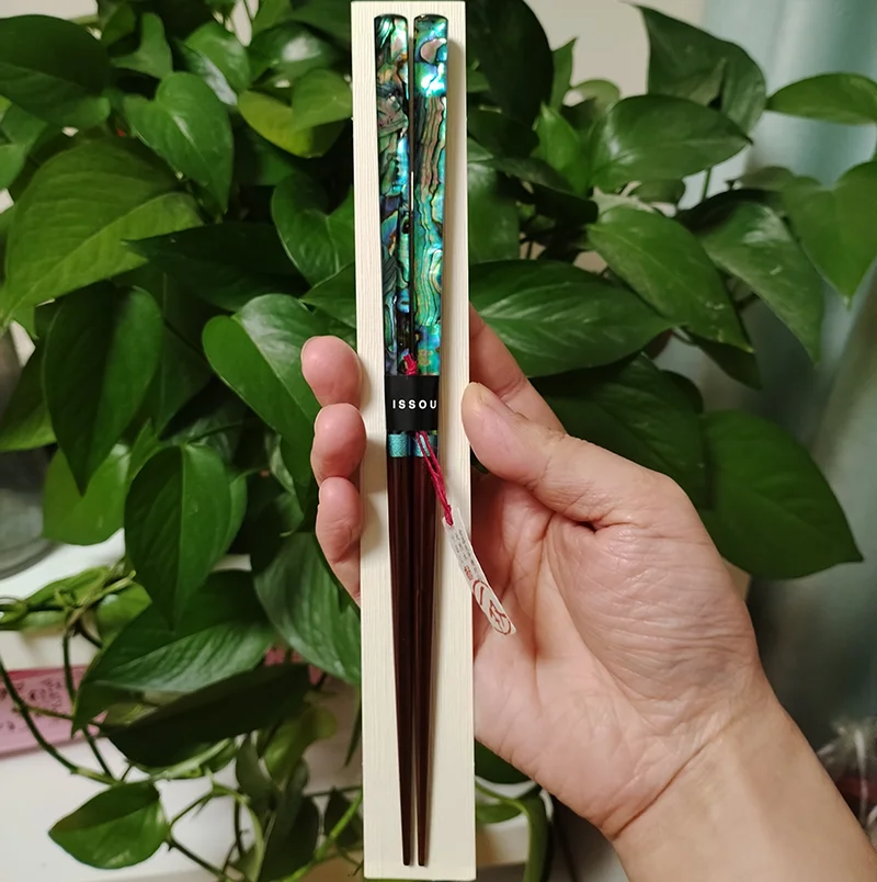 Mother of Pearl Chopsticks Reusable Traditional Lacquer Art Wooden Chopsticks Japanese Unique Decorative Natural Color