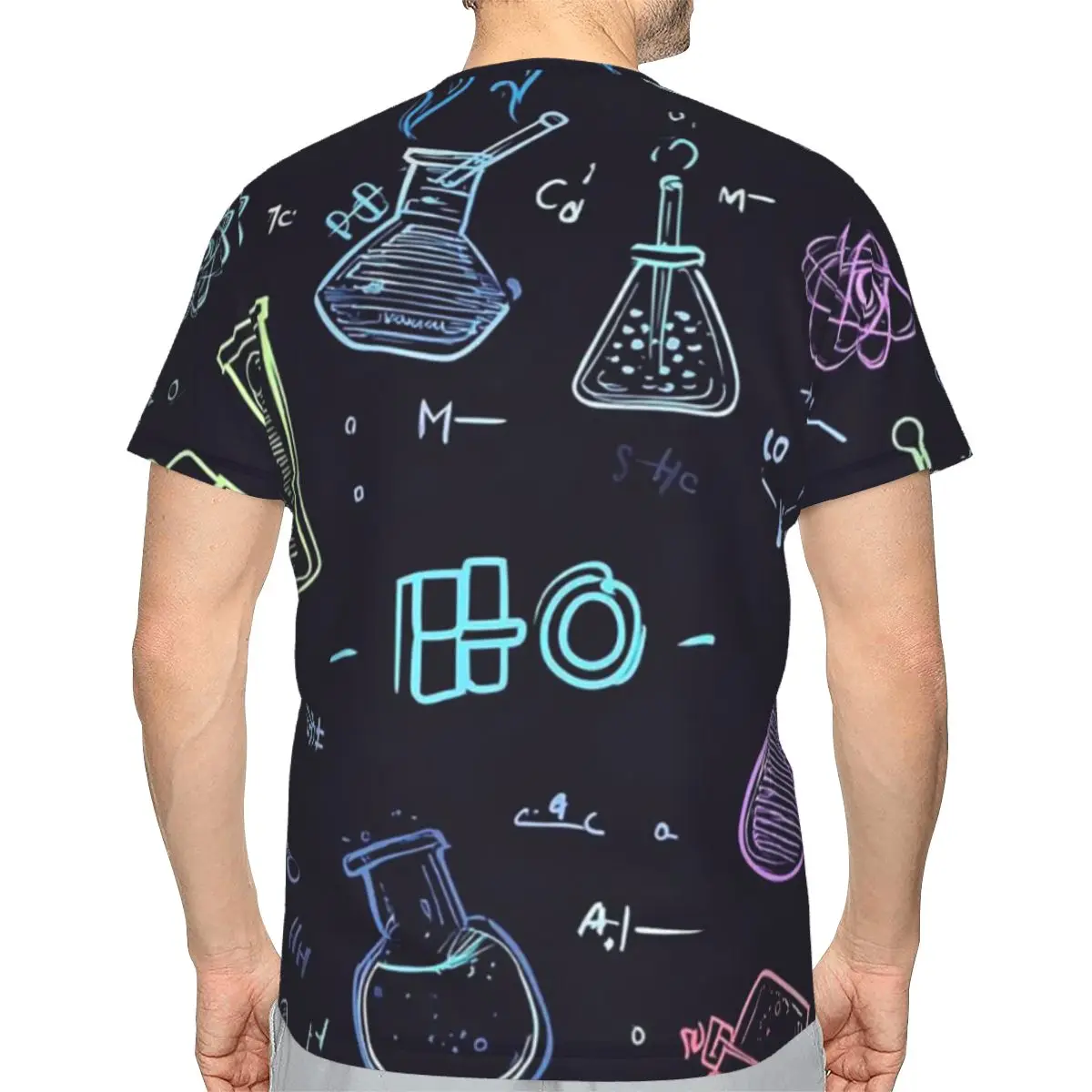 Scientific Experiment Element Style 100% Cotton T-Shirt Men'sFashion T Shirts Men Round Neck Short Sleeve