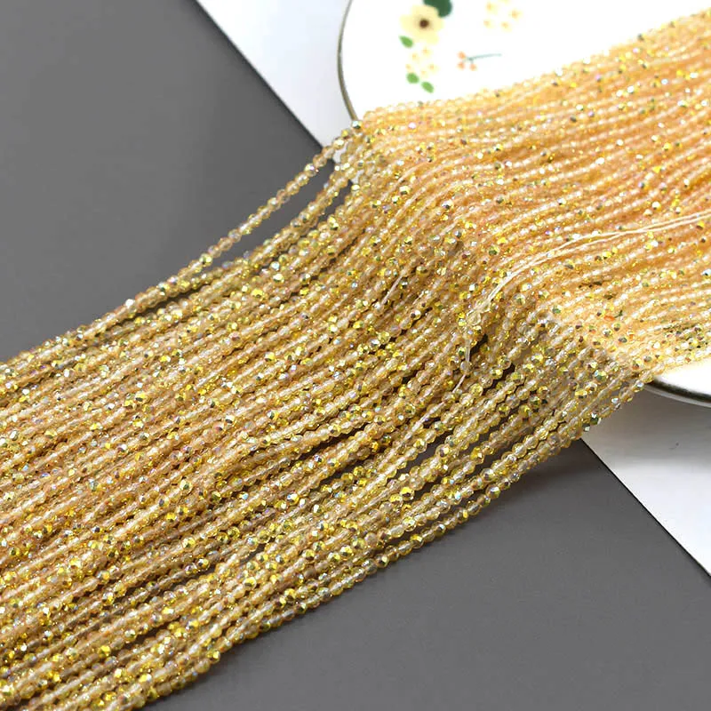 2mm 195 Stück/Beutel 45 Farben Kristallglasperlen Facettierte Runde Glasperlen für Schmuckherstellung DIY Armbänder Zubehör