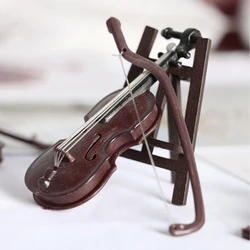 Mini Violins Ornament Miniature Violins Model with Stand for CASE Dollhouse for Home Desktop Decoration Musical Instrument