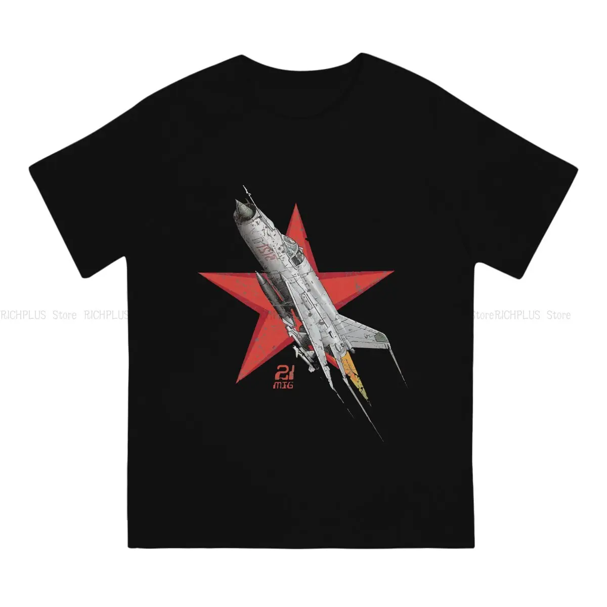 MIG 21 Vintage Soviet Fighter Aircraft Unique TShirt Russian USSR CCCP Leisure Polyester T Shirt Summer Stuff For Adult