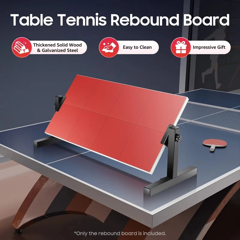  Table Tennis Rebound Board Rebounder with 8 Red Rubbers Pingpong Return Board Self Training Equipment  360° Angle Adjustment