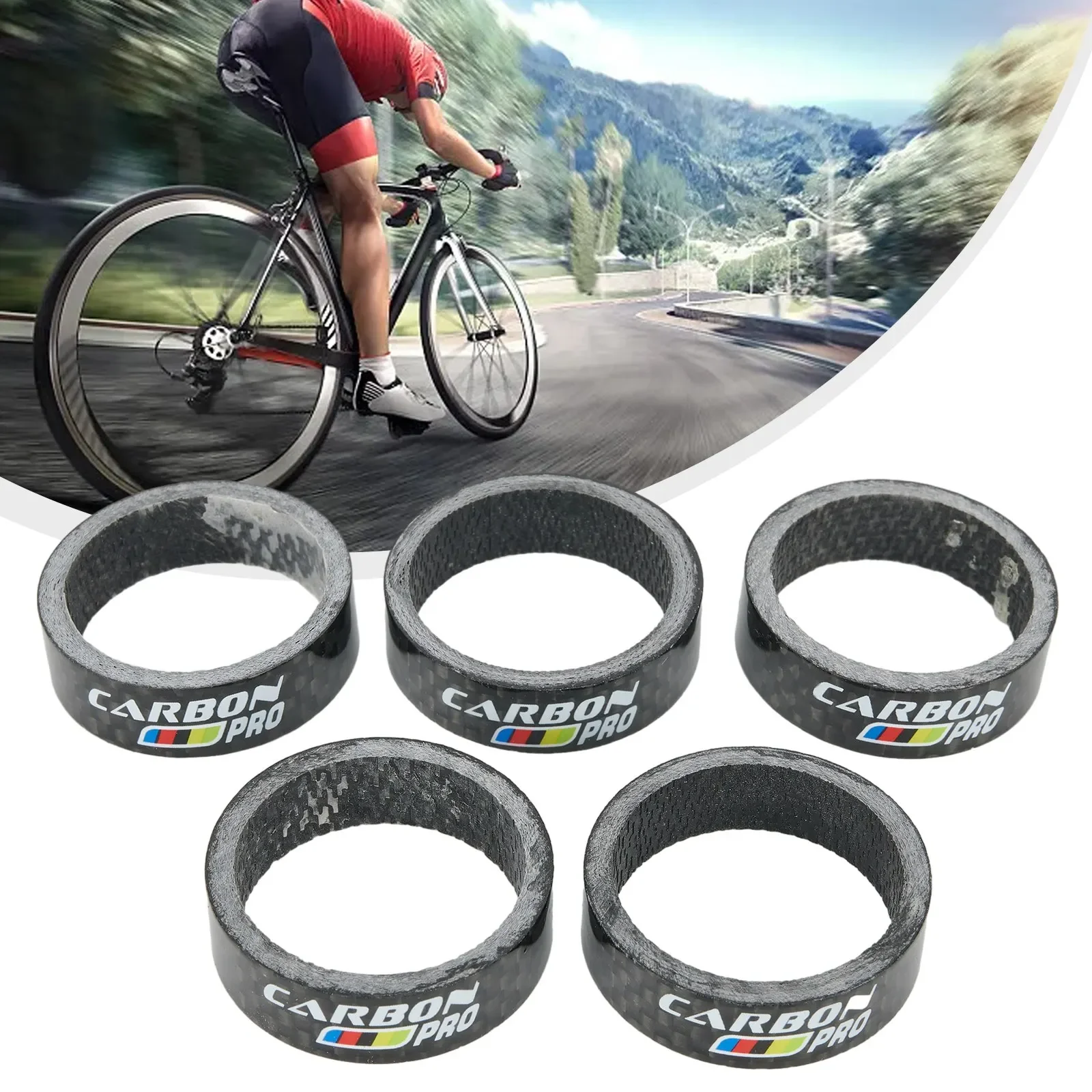 

5 шт./упак. велосипедная гарнитура из углеродного волокна, проставки для передней вилки, MTB, гарнитура для шоссейного велосипеда, шайба руля, кольца выноса 28,6 мм, велосипедные детали