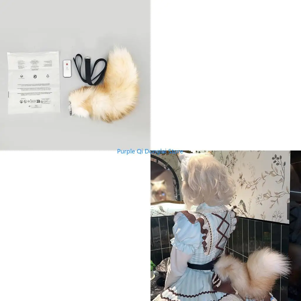 L21E Furs Animal Tail Remote Control Wagging Tail Electric Movable Cats Foxes Tail