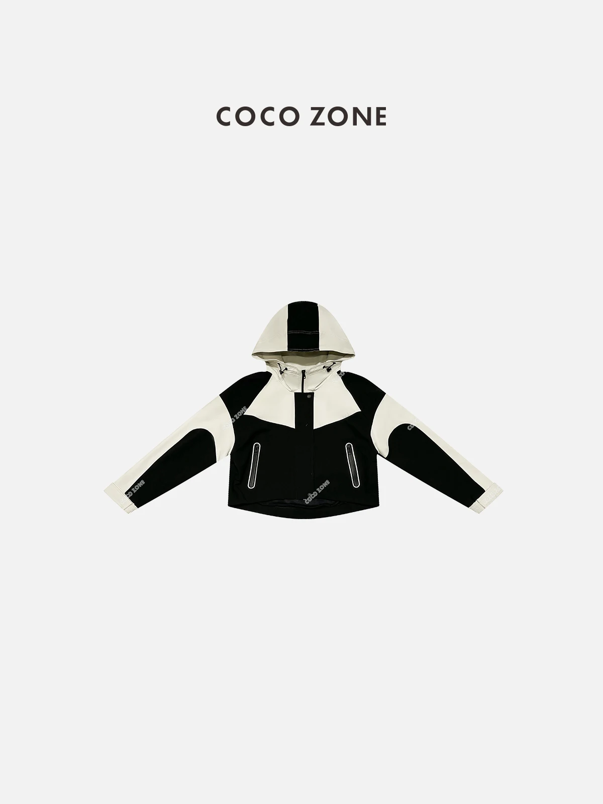 

Fashionable Color Block Hooded Jacket Commute Zipper Top Outerwear Elegant Polyester Spring 2025 Seasonal Collection