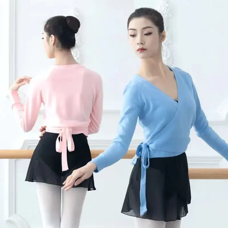 Tanz pullover Strick mantel Herbst Winter jacke Erwachsenen Ballett Übungs kleidung Yoga Gymnastik äußere Langarm Cardigan warme Tops