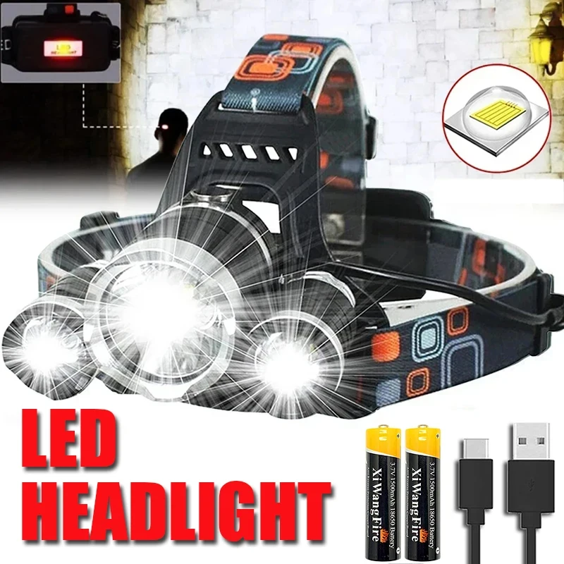 Ultra Bright LED Portable Headlight Rechargeable 18650 Battery Fishing Hunting Head Flashlight Outdoor Camping Emergency Lantern