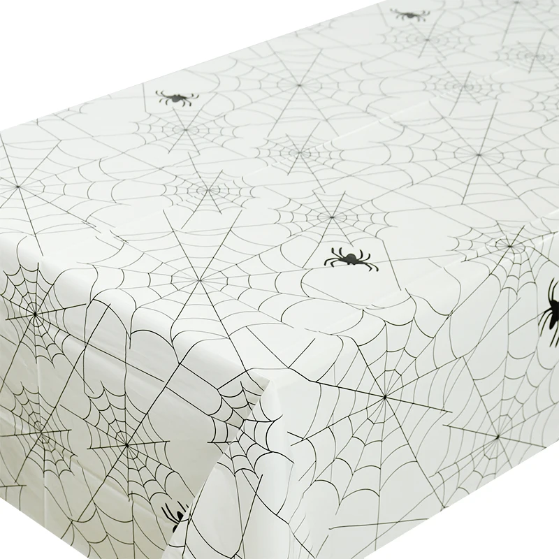 137*53cm Halloween Decor Tablecloth Black White Spider Web Plastic Table Cover Halloween Festival Party Home Table Cloth Supplie