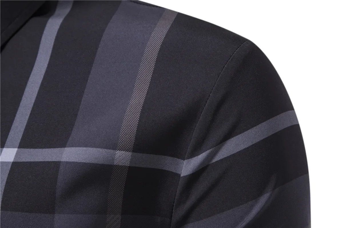 Men\'s New Spring and Summer Long Sleeve Shirt Fashion Trend Stripes Thin Men Clothing