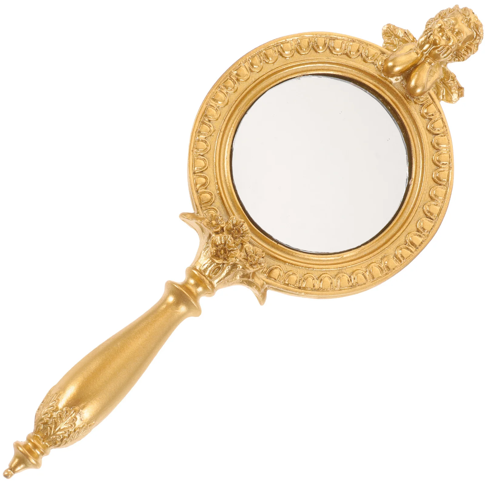 กระจกพกพาสำหรับเดินทาง ด้ามจับทำจากเรซิ่น กระจกพกพาสำหรับผู้หญิง น้ำหนักเบา ดีไซน์กะทัดรัด กระจกมือขนาดเล็กใช้งานได้จริง