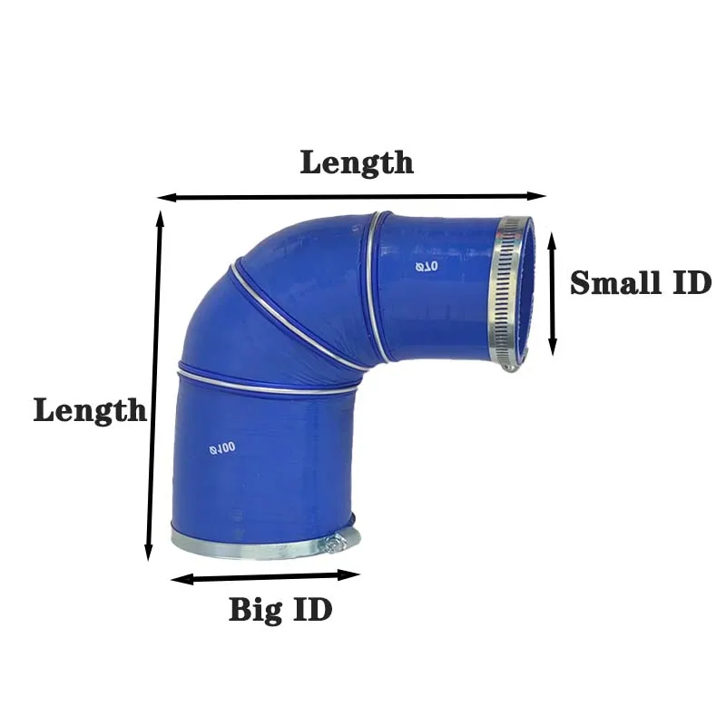 90°Variable Diameter Silicone Flexible Hose For Air Intake High Pressure with 2 clamp  Turbo Intercooler Intake Pipe