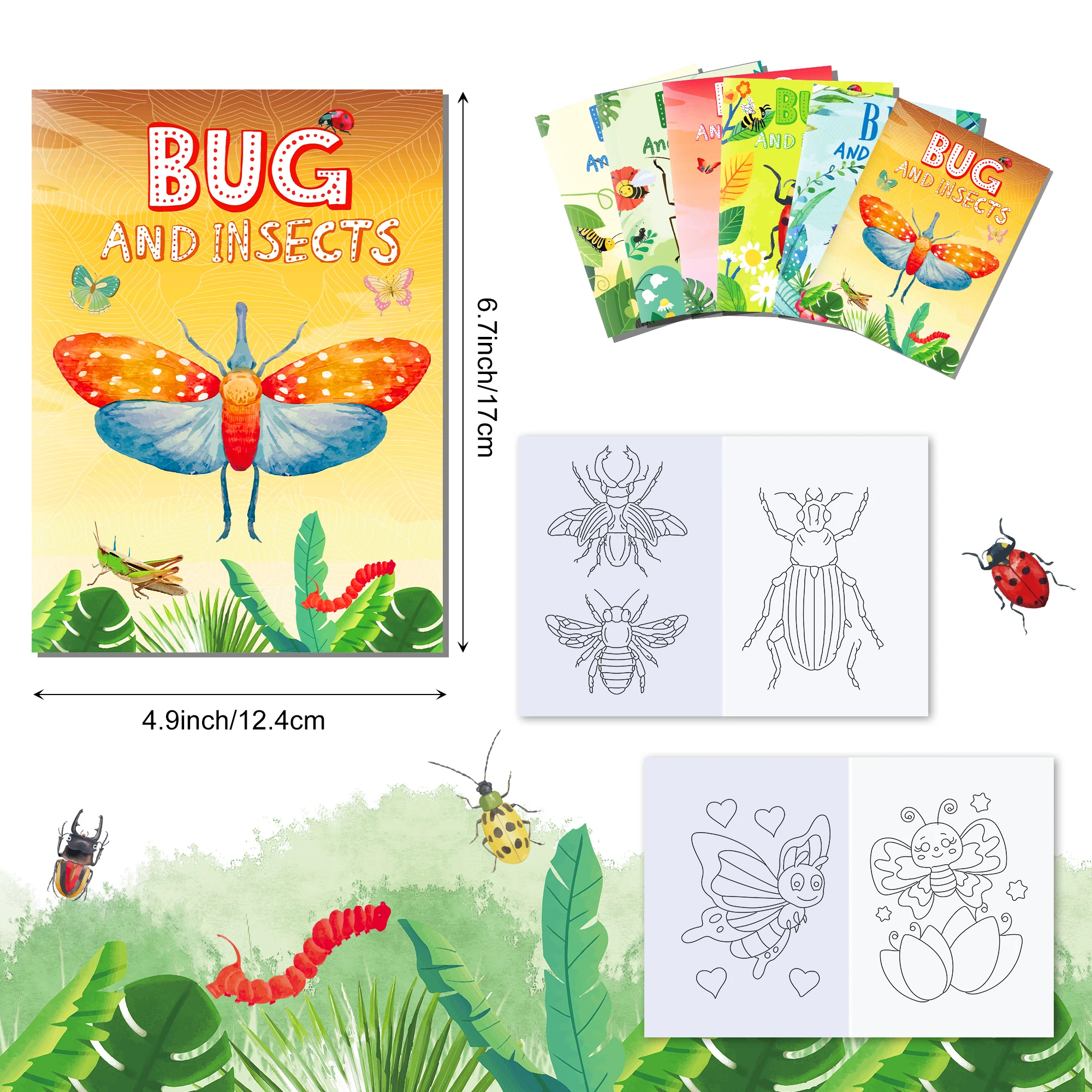 12pcs Cartoon Insect Bug Spring Ladybug Graffiti Drawing Painting Book DIY Coloring Picture Book Baby Birthday Party Gifts