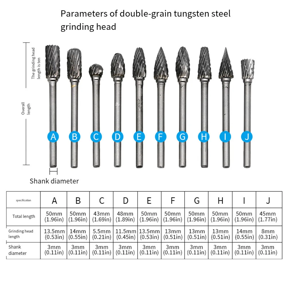 10-Piece Grinding Set Carbide Steel Grinding Heads DIY Projects Easy To Install And Remove Polishing And Shaping