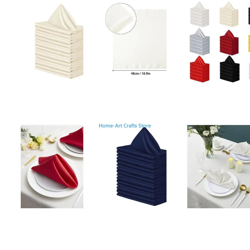 Y3NA 10Pcs Square Satins Table Napkins Handkerchief for Weddings,Party, Hotel
