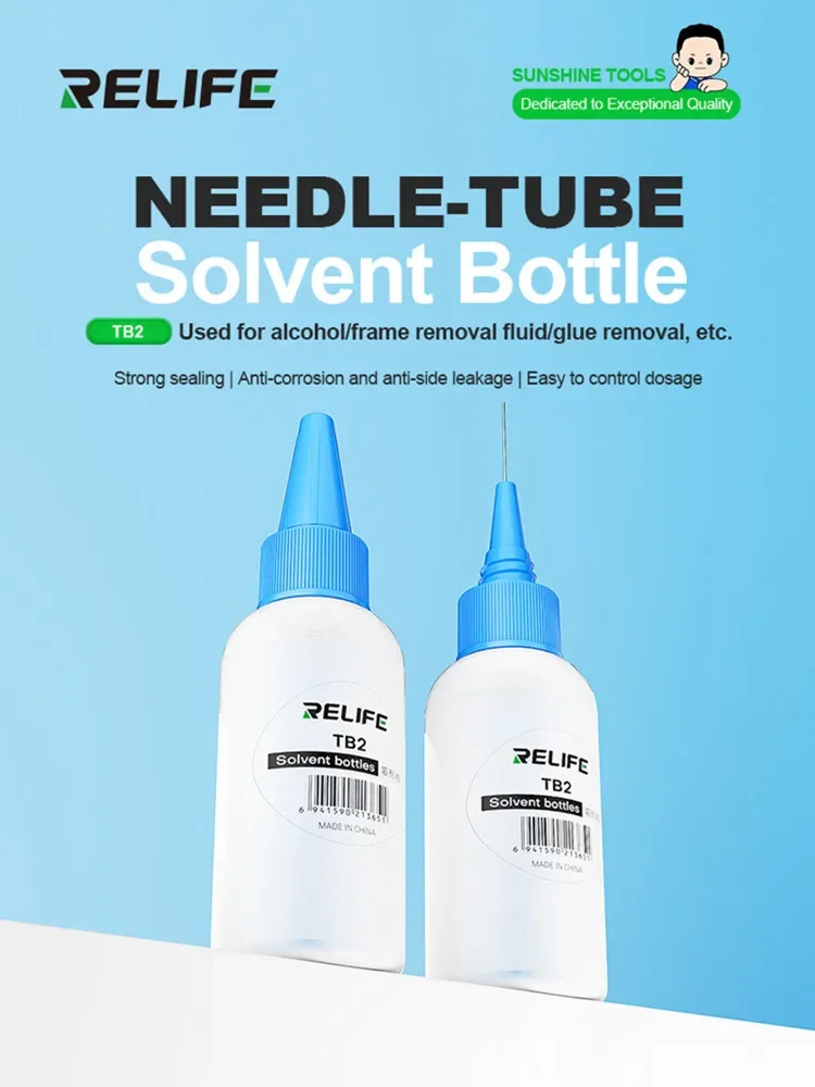 RELIFE TB2 bouteille de solvant à tube d'aiguille conception à Double capuchon forte étanchéité facile à contrôler dosage bouteille de liquide d'élimination d'alcool/cadre