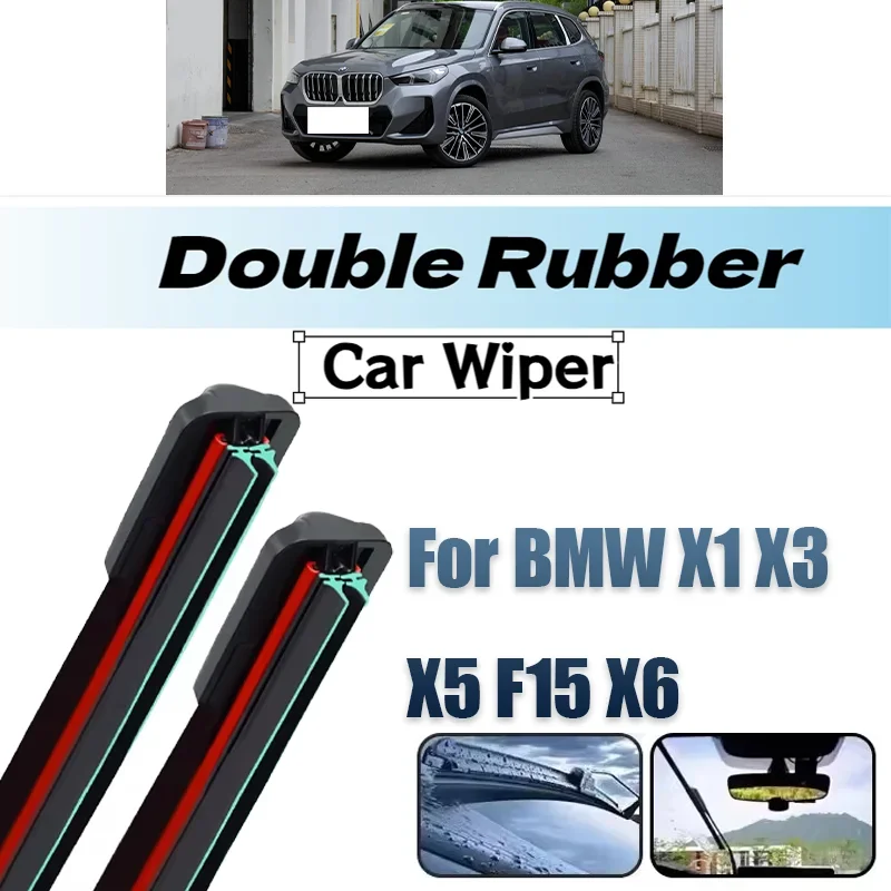 

Double Rubber Car Wipers for BMW X1 X3 X5 F15 X6 Front Blade Brushes Cutter Automobiles Accessorie Wiper Windscreen Wear Wiper