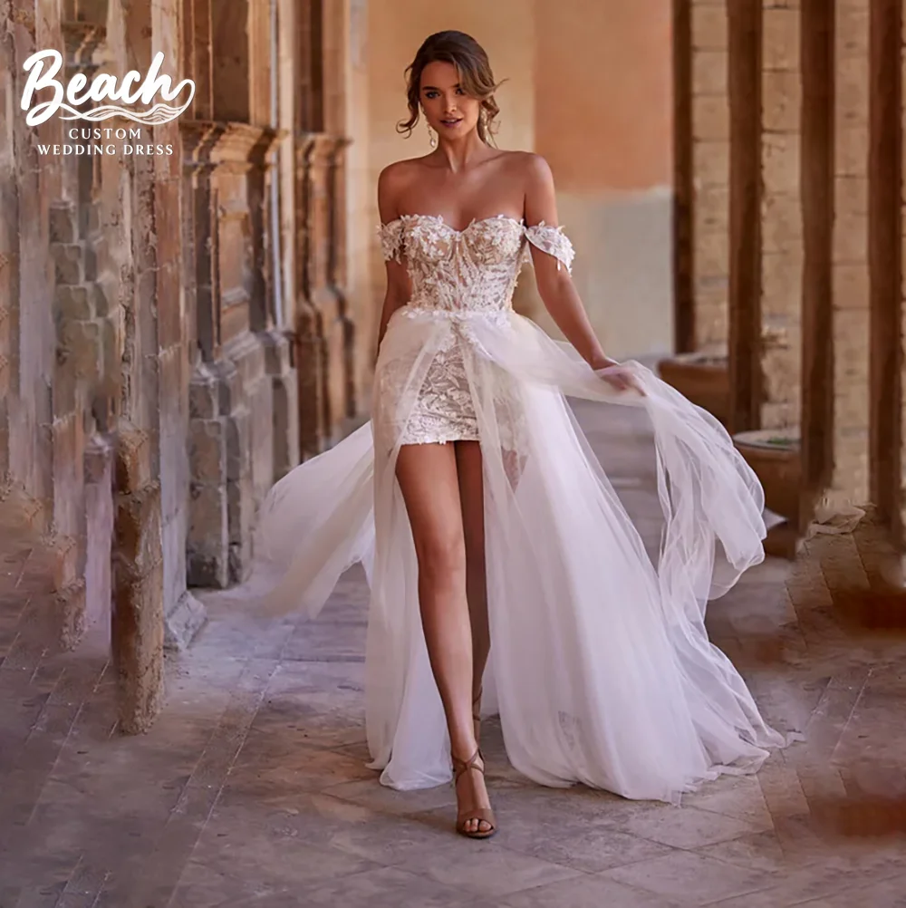 Suknie ślubne na plażę 2025, proste, z odkrytymi ramionami, bez pleców, bez ramiączek, koronkowe, bez rękawów, eleganckie, syrenka, Vestidos De Novia, szyte na miarę