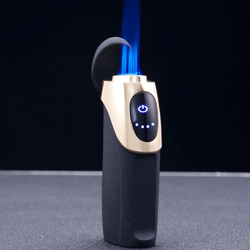 JOBON New Blue Flame Triple Lighter antivento Touch Sensor accensione LED Power Display accendino a Gas