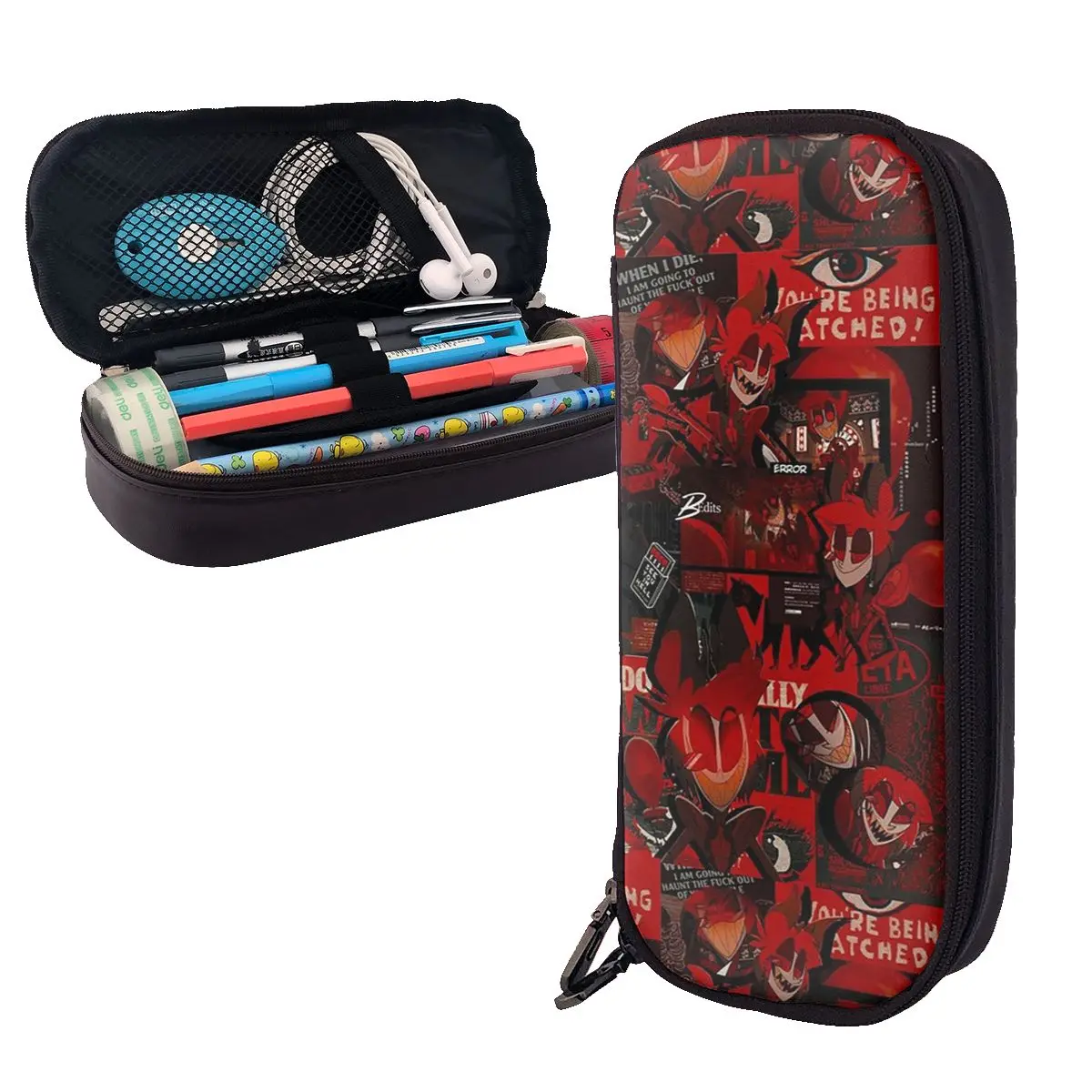 Alastor Error Leather Pencil Cases Pencil Pouch Storage Stationery Supplies Pen Box Pencil Bag for Boys Girls School