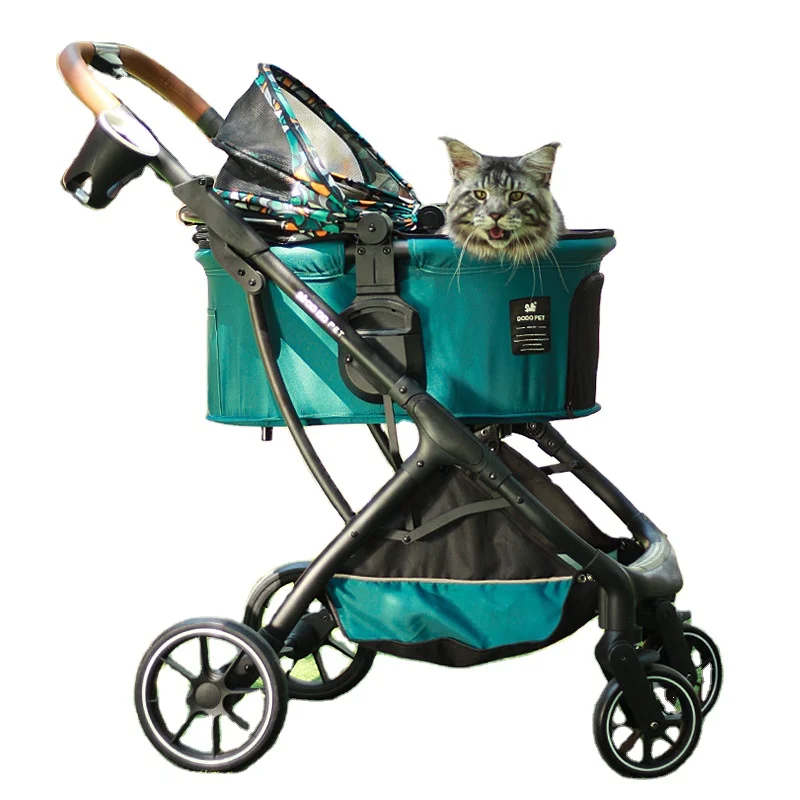 

2023 Detachable wholesale luxury 4 wheels dog stroller pet cat small cart dog trolley for for medium dogs and cats