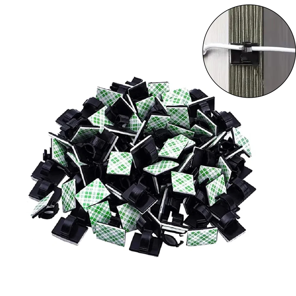 30pcs / 90pcs Winder Cable Organizer Clips Stickable Double-sided Tape Adhesive Cable Wire Clips Management Holder Clamp