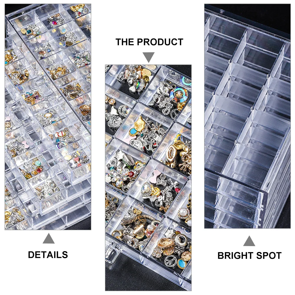 Organizer na sztuczne paznokcie, pojemnik na tipsy, 120 przegródek, przezroczysty, duża pojemność, etui na ozdoby do paznokci, cekiny, organizer do przechowywania akcesoriów do manicure