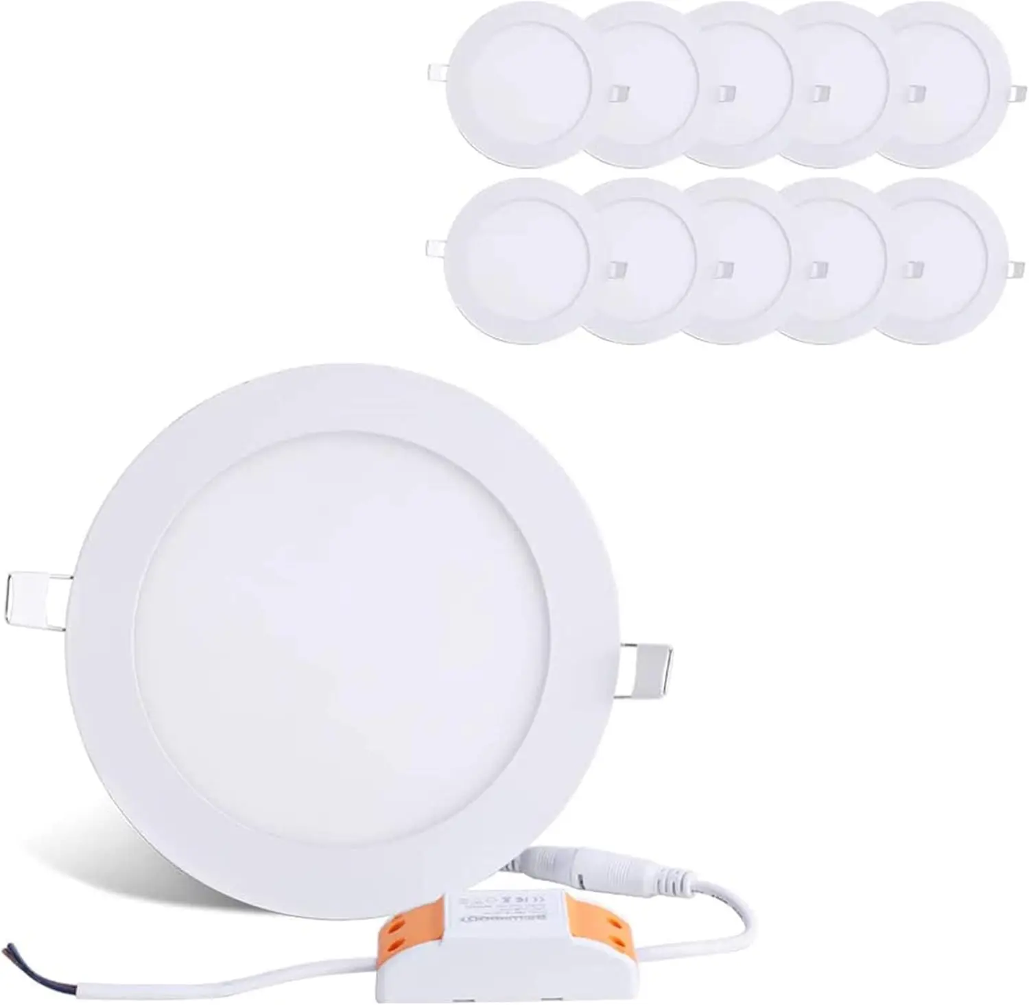 

12W 6in Ultra-Thin Round LED Recessed Ceiling Panel Light 1000lm Daylight 5000K Pack 10
