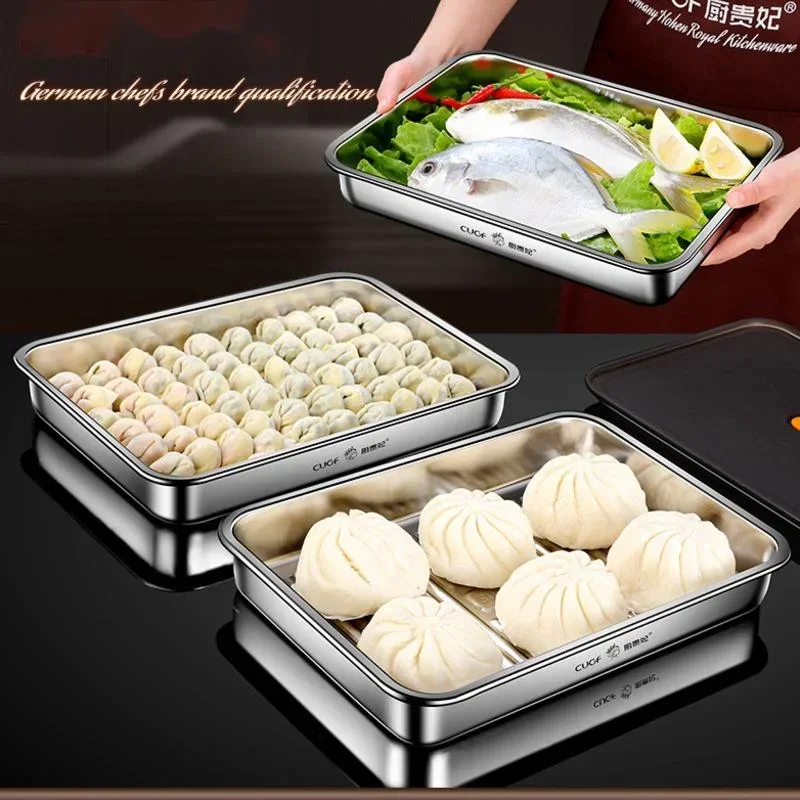 304 Stainless Steel Dumplings Storage Box Food Fresh Tray Refrigerator Organizer Multi-layer Put Wonton Frozen Box