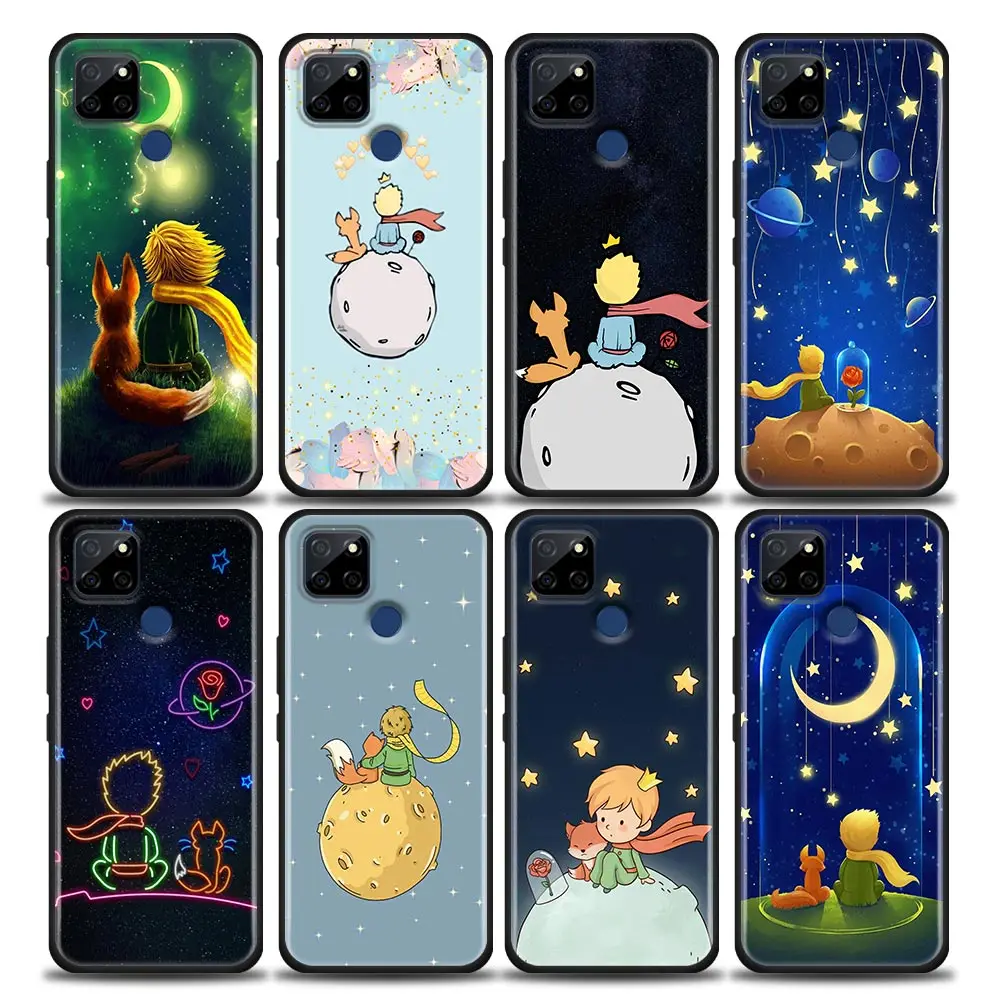 Little Prince Starry Sky Fox Phone Case For OPPO Realme 5 5S 6 7 7i 8 8i 9 9i 10 11 12 Pro Plus 5G 4G Case Black Cover Fundas