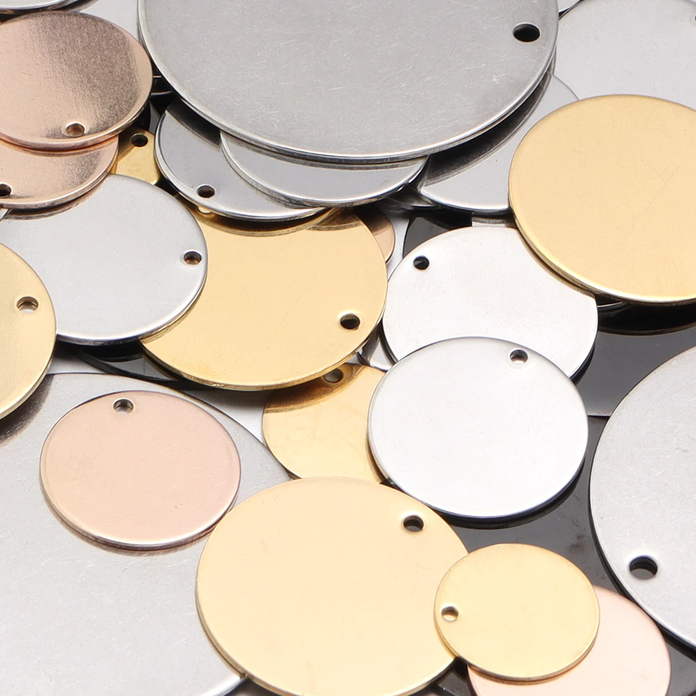 10-20pcs/Lot Round Stainless Steel Charms Pendants Blank Stamping Dog Tag For Jewelry Making Necklace Bracelet Accessories