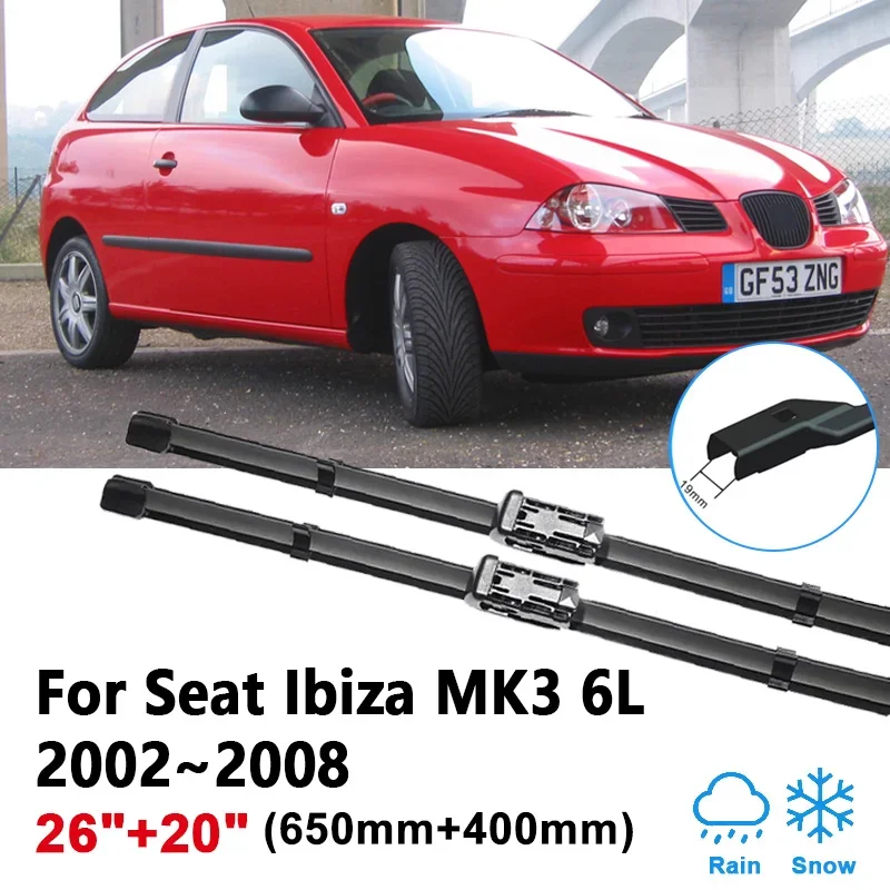

24"+16" Wiper Blades For Seat Ibiza MK3 6L 2002~2008 2003 2004 2005 2006 2007 Winshield Windscreen Front Rear Window Accessories