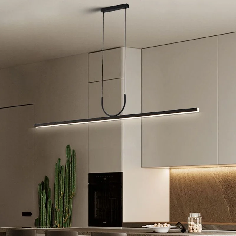 Modern Simple LED Ceiling Chandelier for Table Dining Room Kitchen Island Black Pendant Lamp Home Decor Hanging Lighting Fixture