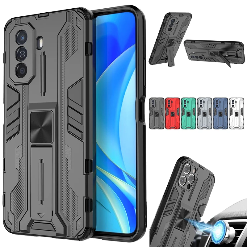 For Huawei Nova Y70 Case Camera Lens Protect Armor Case For Huawei Nova Y70 Plus Y70Plus Y70+ 4G Magnetic Car Holder Back Cover