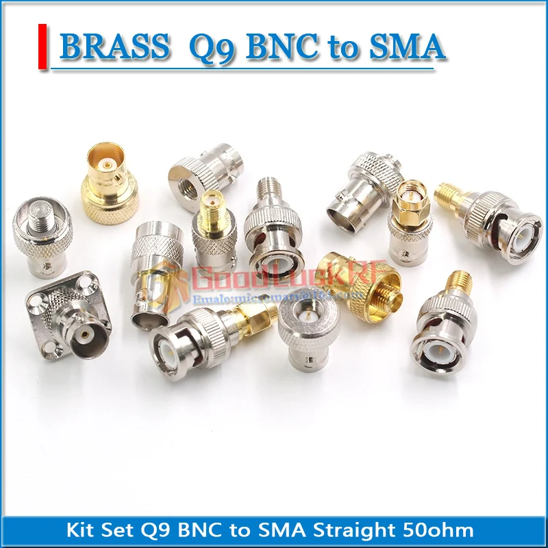 

BNC to SMA Connector Socket Q9 BNC Male & Female Jack To SMA Male & Female Flange O-ring Bulkhead Panel Nut Brass RF Coaxial