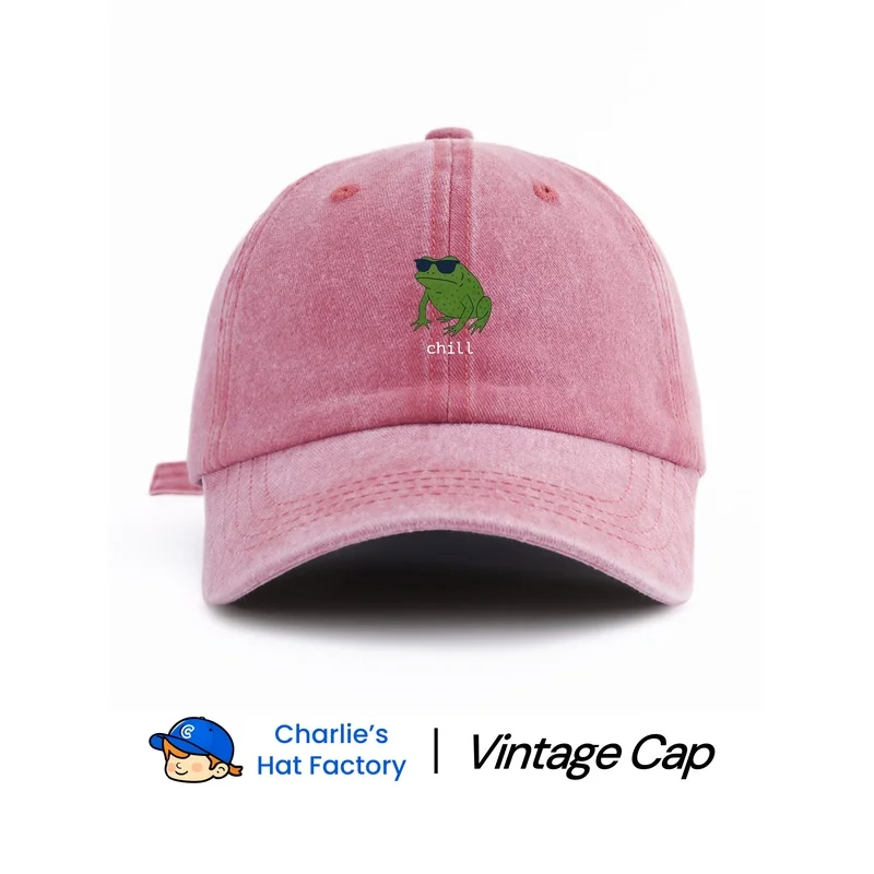 1 pc chill Print Washed Baseball Cap, Classic Casual Stylish Vintage Soft Sweatband Adjustable Size Lightweight