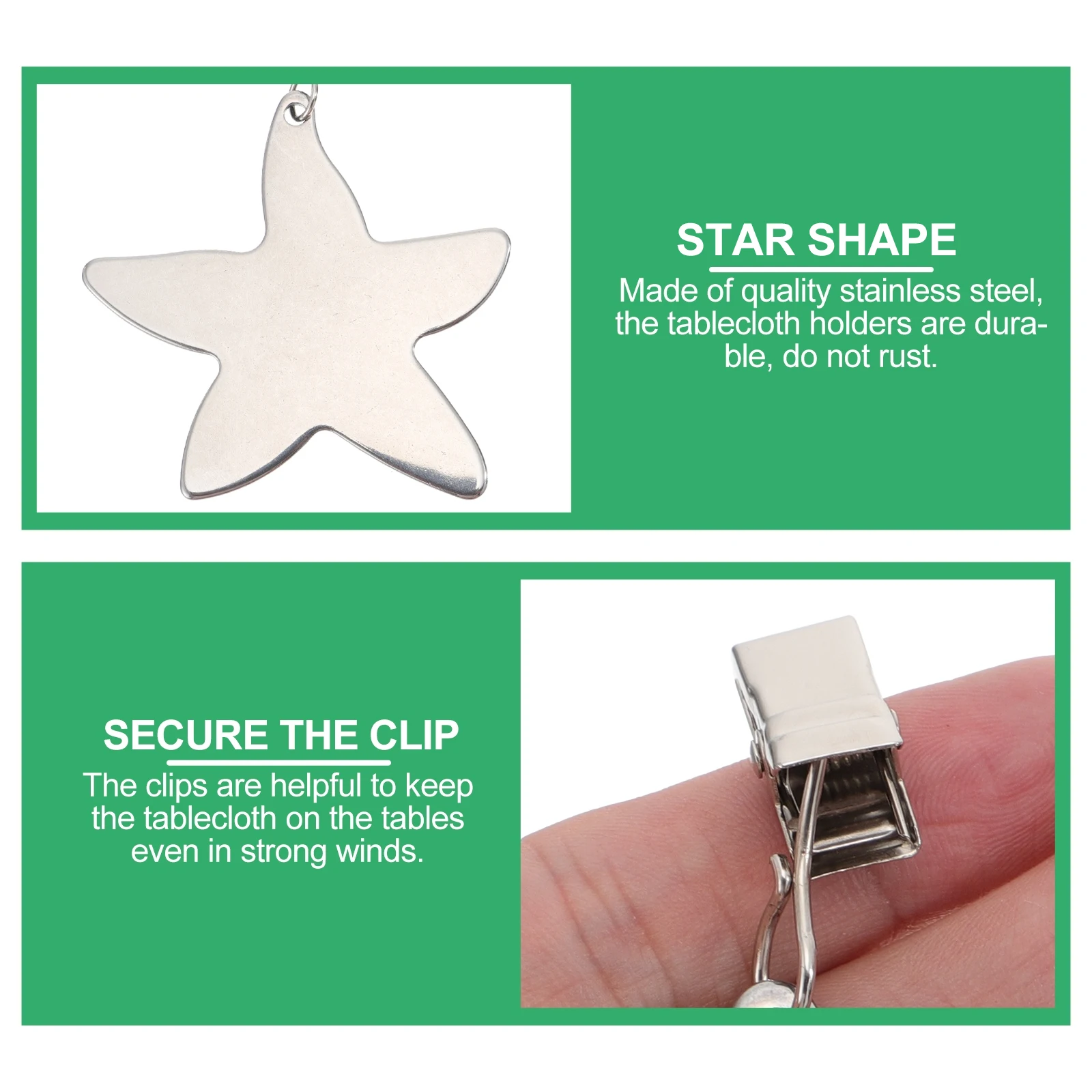 

4 Pcs Tablecloth Clips Stainless Steel Strong Reliable Easy Installation Home Party Restaurant Banquet Wedding Picnic Clamp