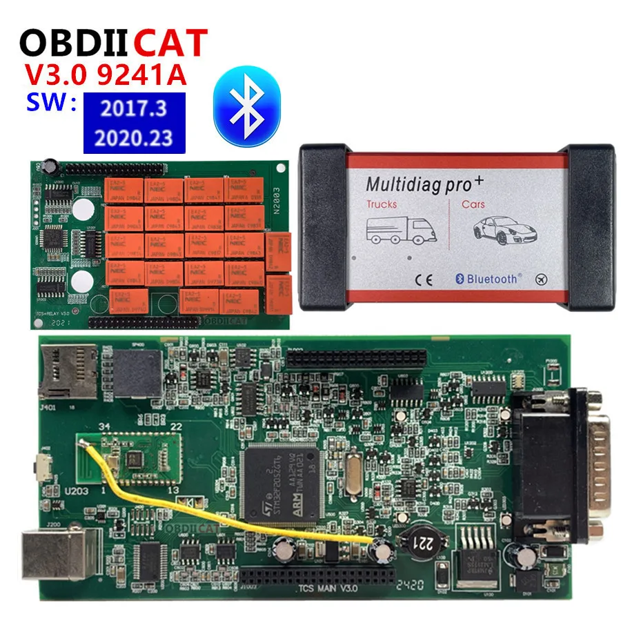 OBDIICAT Multidiag Pro+ TCS PRO 2021.11 / 2020.23 Keygen Green PCB Single Board BT OBD2 Auto Dignostic Scanner Tool MVD