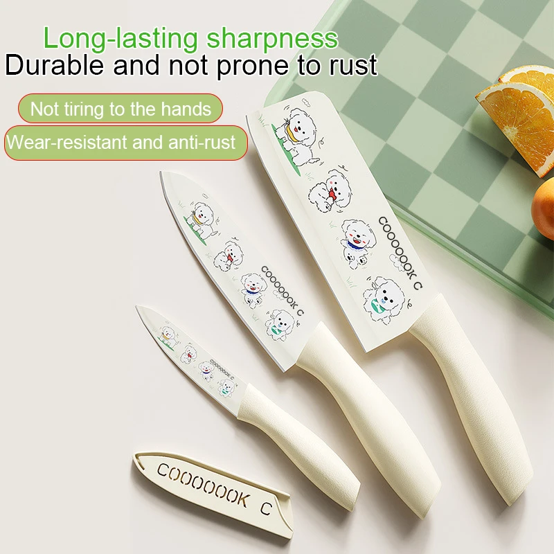 

High-quality stainless steel printed puppy chef knife professional kitchen fruit knife household kitchen knife, baby food knife