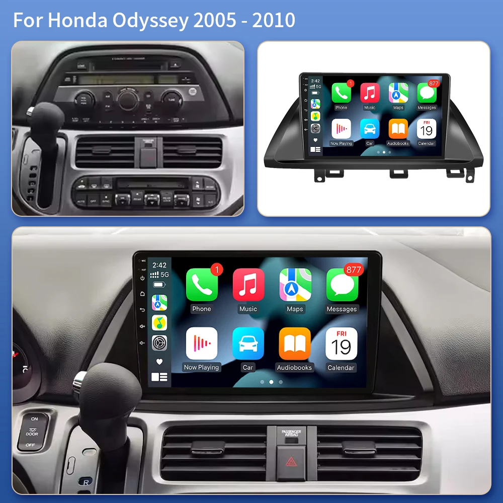 9 Inch Wireless Car Radio For Honda Odyssey 2005 2006 2007 2008 2009 2010 Support Carplay & Android Auto Touch Scree mfkj view 2