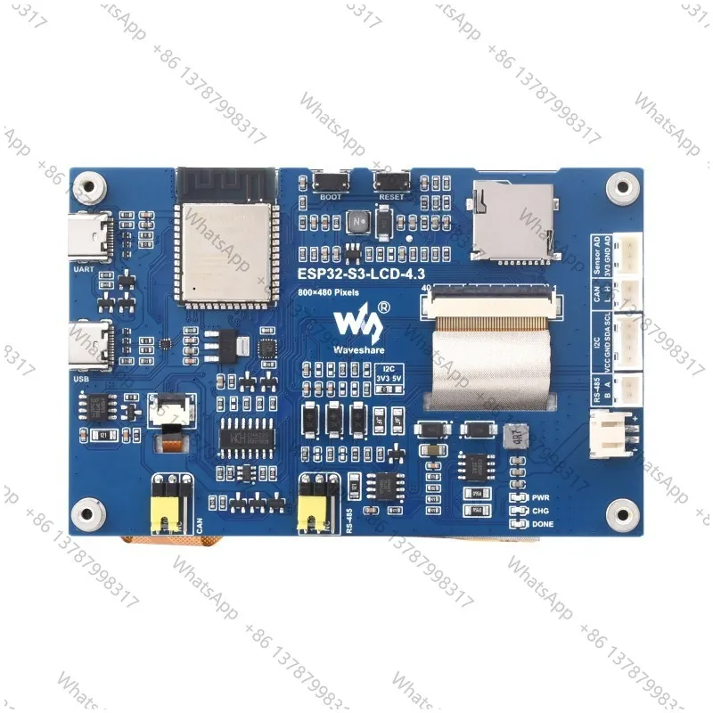 ESP32-S3-LCD-4.3,ESP32-S3 4.3inch Display Development Board,800×480,Options For Touch Function,32-bit LX7 Dual-core