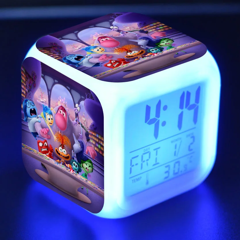 

Inside Out 2 Alarm Clock Nightlight Inside Out Anime Peripheral Colorful LED Light Changing Mood Alarm Clock Kids Birthday Gift