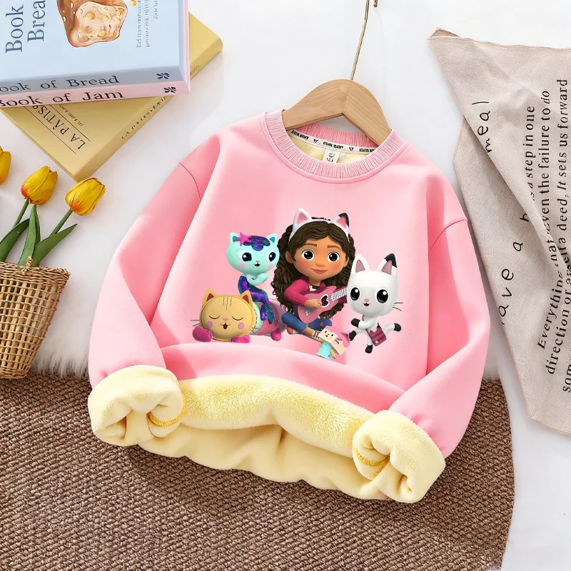

Gabby Dollhouses Winter Girls Clothes Round Neck Kids Boy Pullover Baby Outerwear Children Fashion Thicken Lamb Sweatshirts Gift