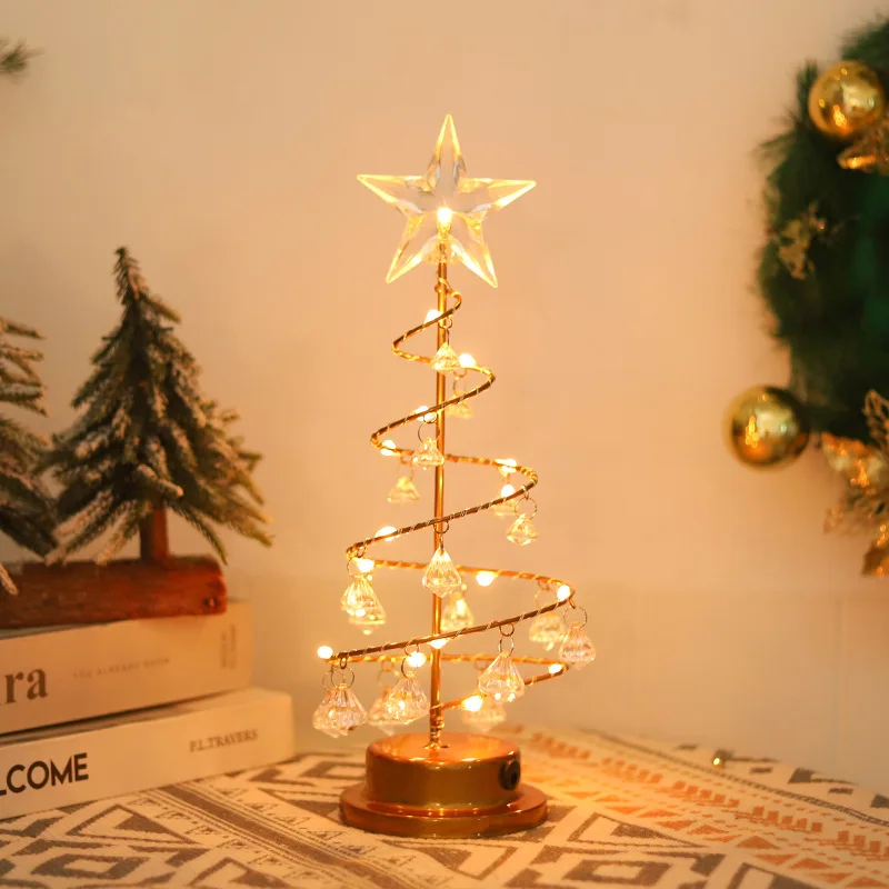 FWD Crystal Tree Light Christmas Tree Night Light LED Atmosphere Light Romantic Christmas Atmosphere, Warm Color, 2 Bulbs/Fluore