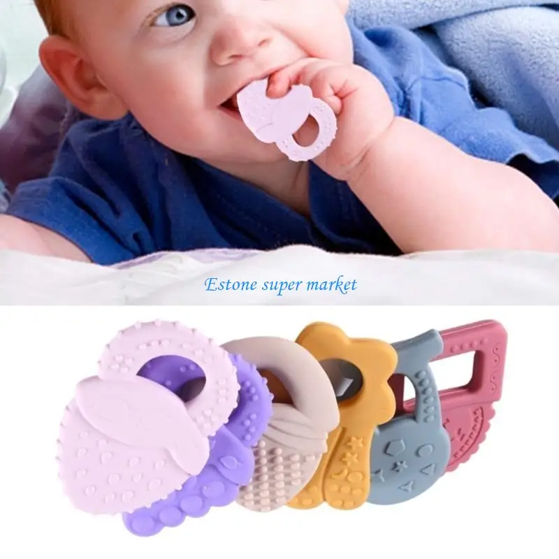 090B Silicone Baby Teether Collection Teething Relief Toy set 6pcs for Easy Grasping