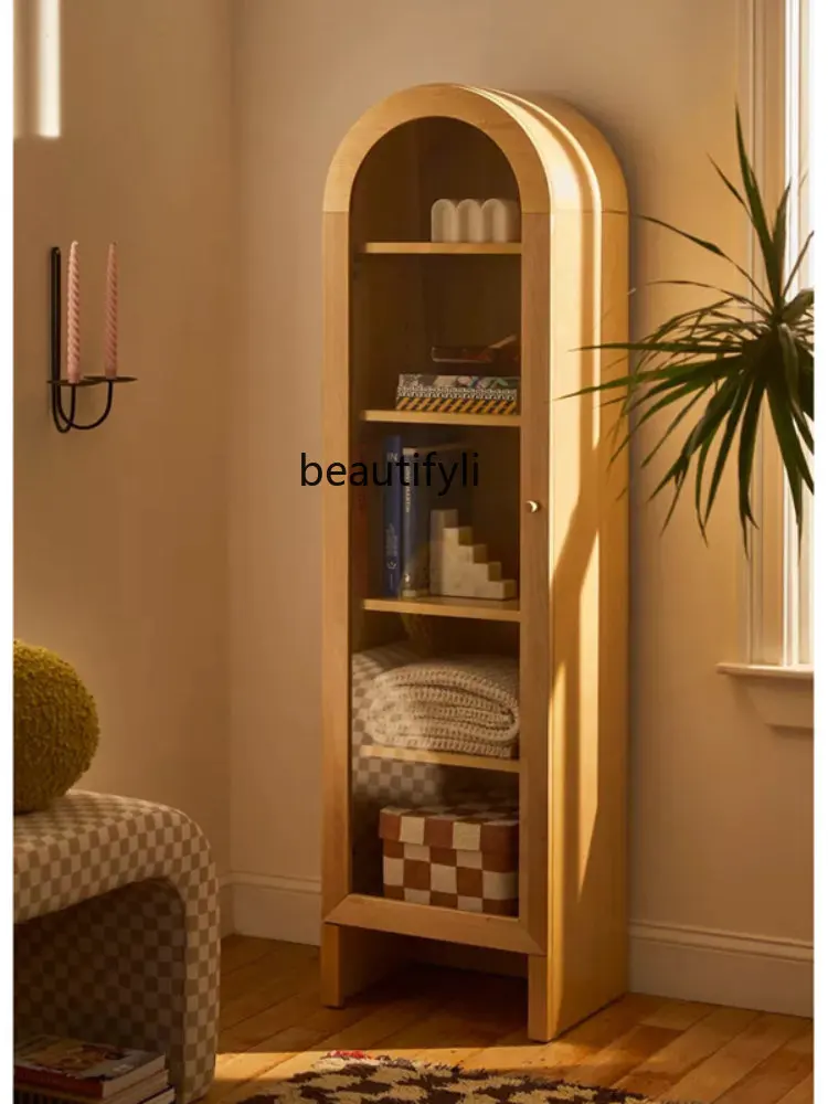 LBX Simple Modern Single Door Arch Bookcase Multi-Layer Display Cabinet Showcase Bedroom Storage Wine Cabinet