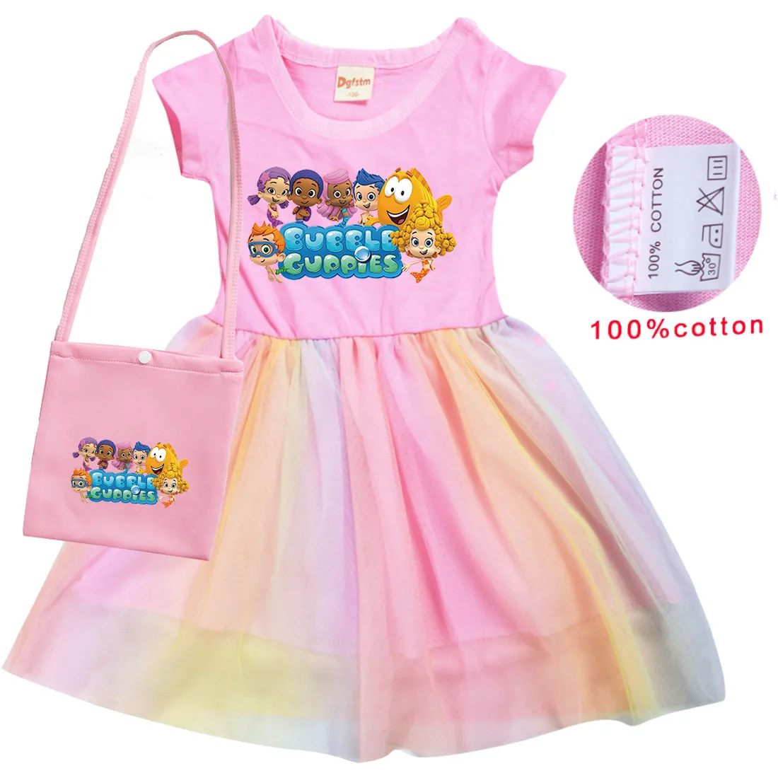 

2-10Y Nickelodoen Bubble Guppies Clothing for Girls Summer Dress Kids Cartoon Cute Vestidos Toddler Girl Elegant Fashion Dresses