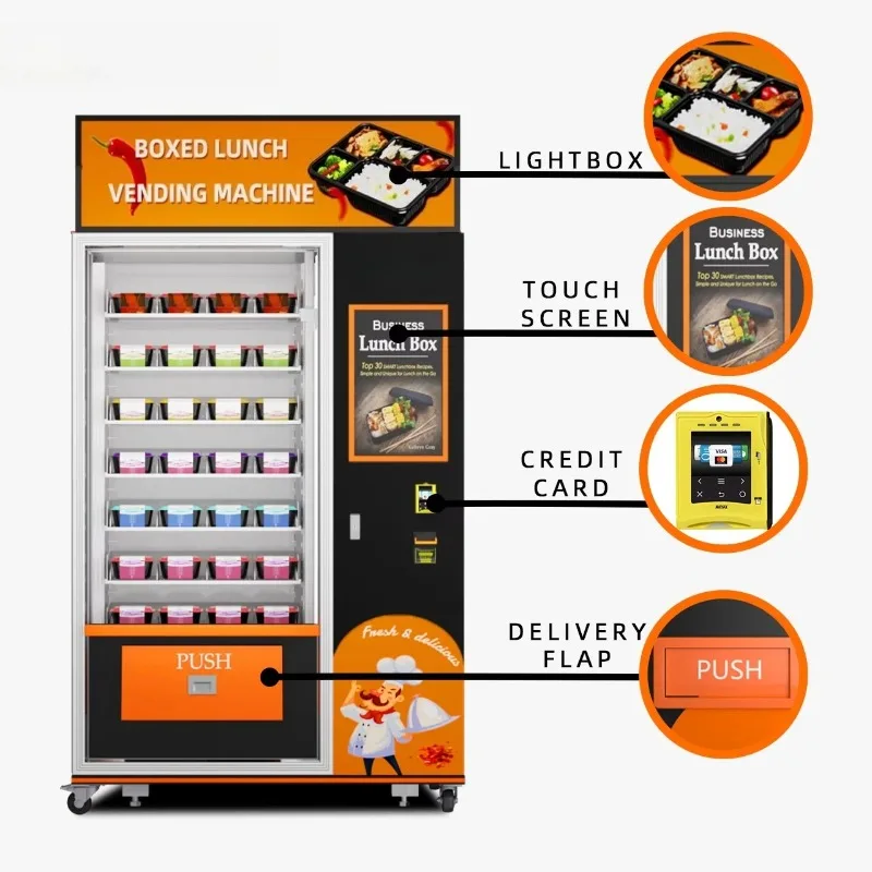 FL Customized 2026 New Hot Fast Food Vending Machine With ElevatorLOGO&Sticker  Sushi/Instant Noodle Hot Food Vending Machine