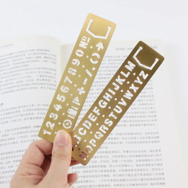 빈티지 황동 금속 다기능 북마크 스텐실 자 DIY 도구 여행자 노트 다이어리 플래너 액세서리 문구류