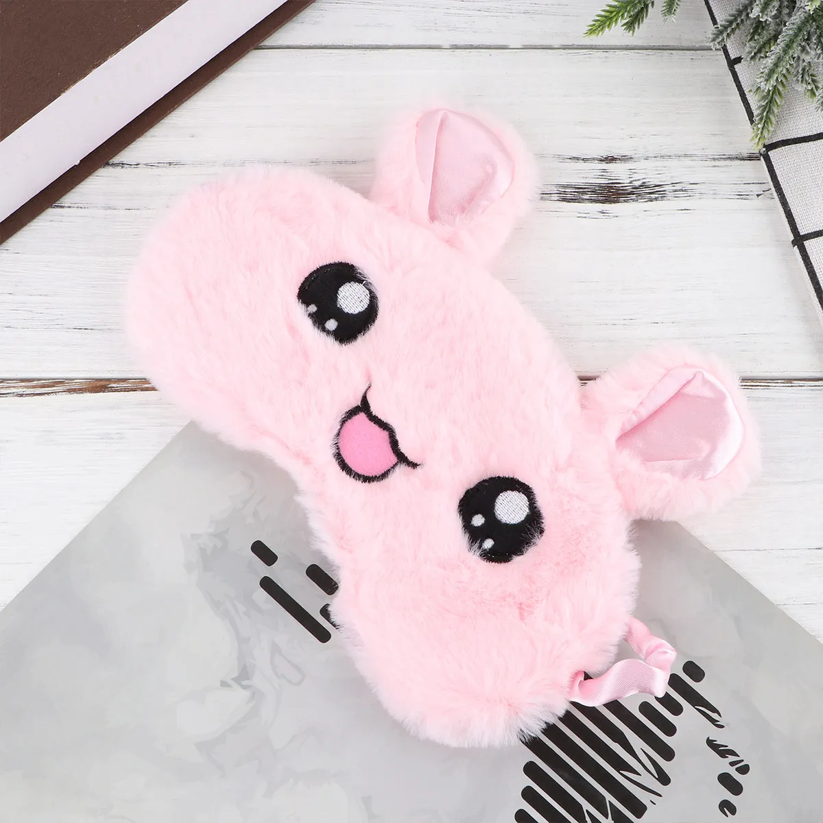1Pcs White Rabbit Sleep Mask Comfortable Elastic Eye Cover Light Breathable Night Blindfold Rapid Sleep Relaxation Suitable